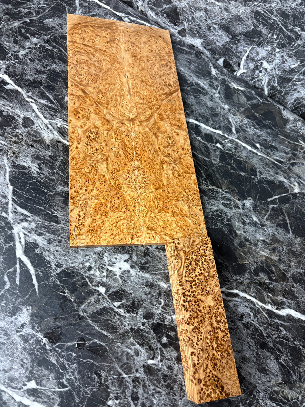 Collector’s Grade Black Ash Burl (Premium Matched Set): 2-Piece Saya Blank & Coordinating Block