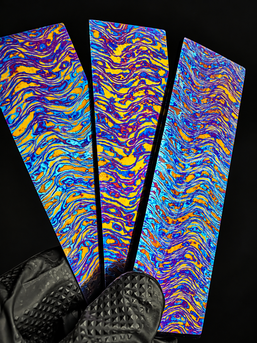 Premium Timascus (Titanium Damascus) Bar Stock – Wave Pattern - 4.88 x 1.41 x .18”