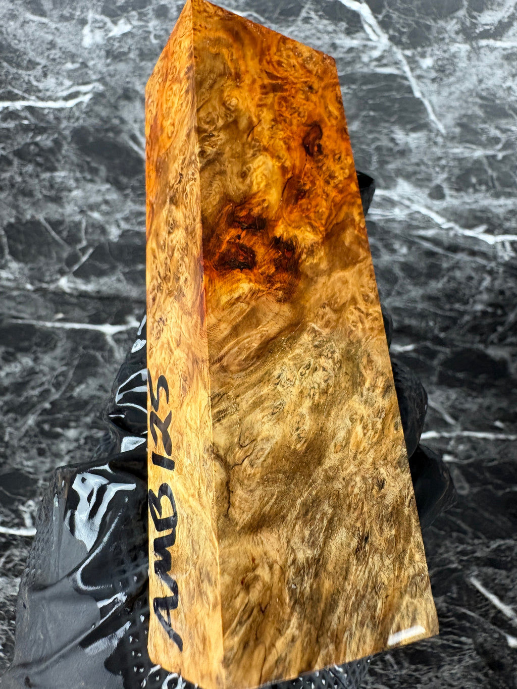 Amboyna Burl Block AMB125 - 5.15 x 1.62 x 1.18”