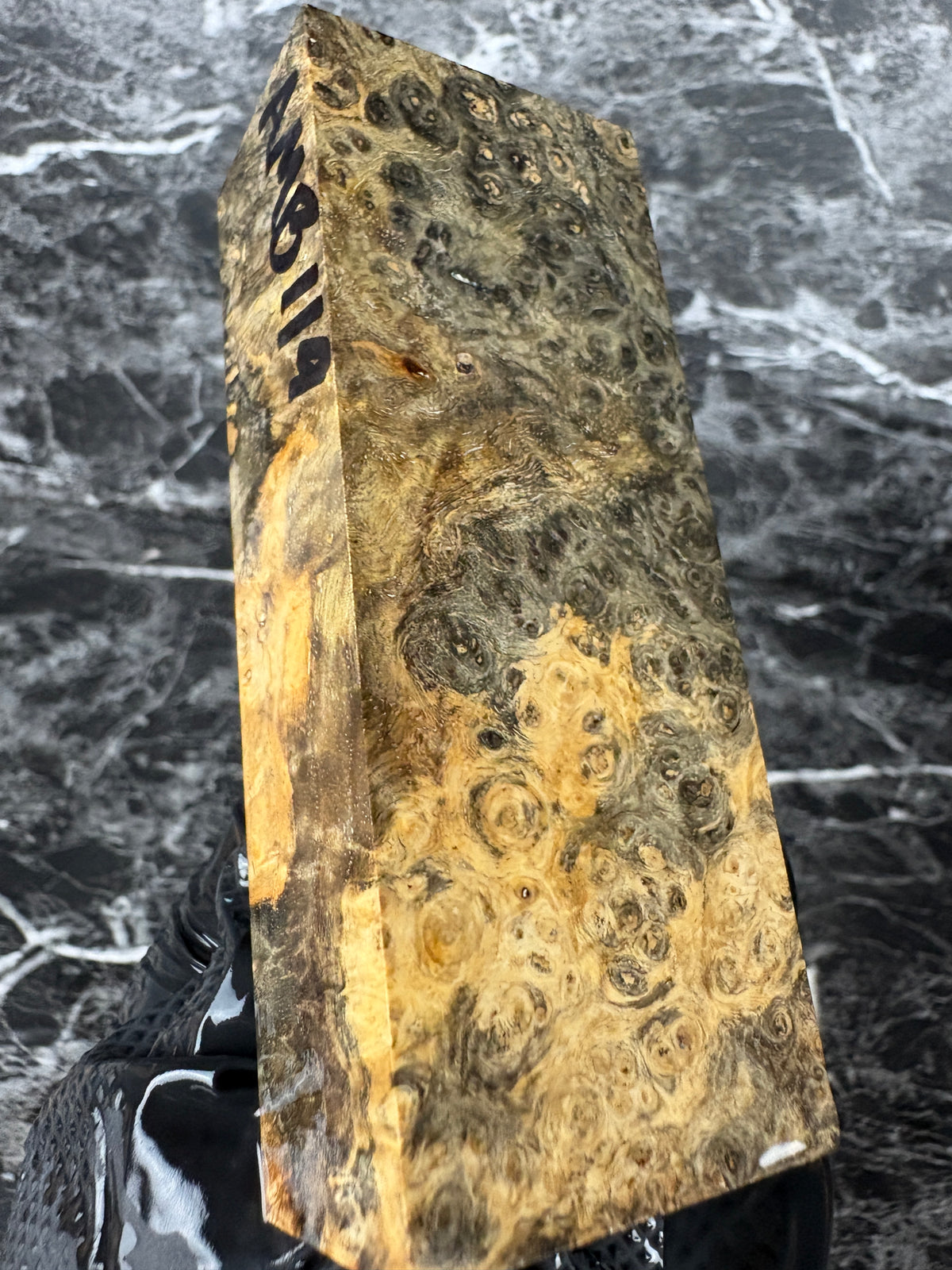 Amboyna Burl Block AMB119 - 4.5 x 1.75 x 1.2”