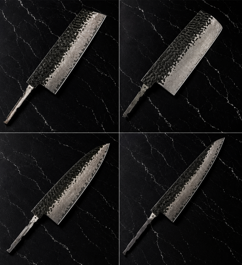 76 Layer Japanese Damascus Knife Blanks - Set of 4