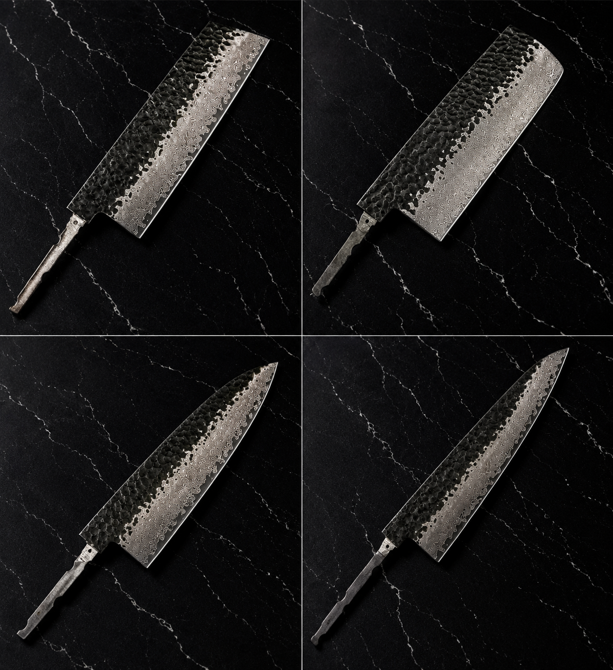 76 Layer Japanese Damascus Knife Blanks - Set of 4