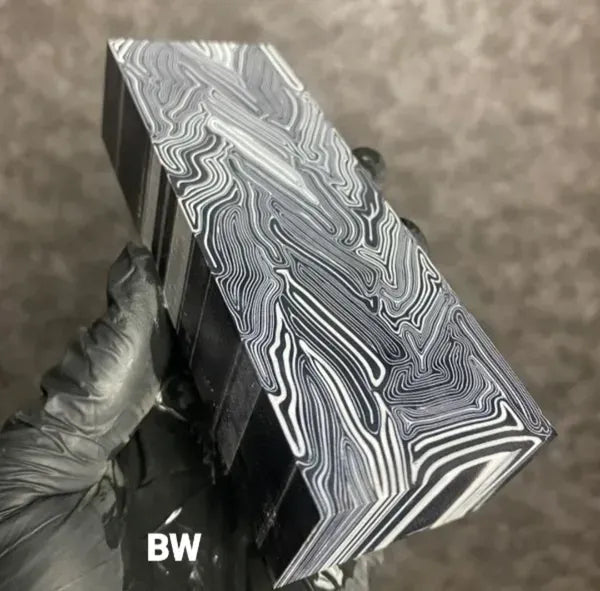 Damascus Patterned G10 Blocks - 5 x 1.87 x 1.13”