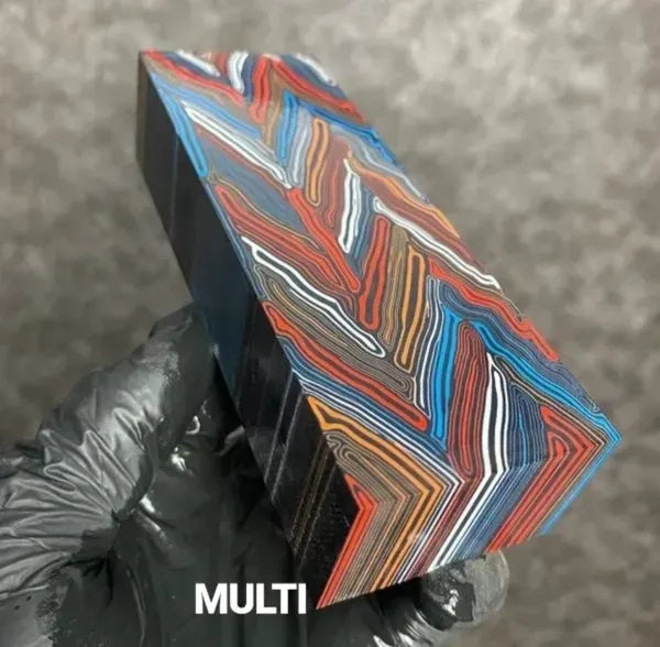 Damascus Patterned G10 Blocks - 5 x 1.87 x 1.13”