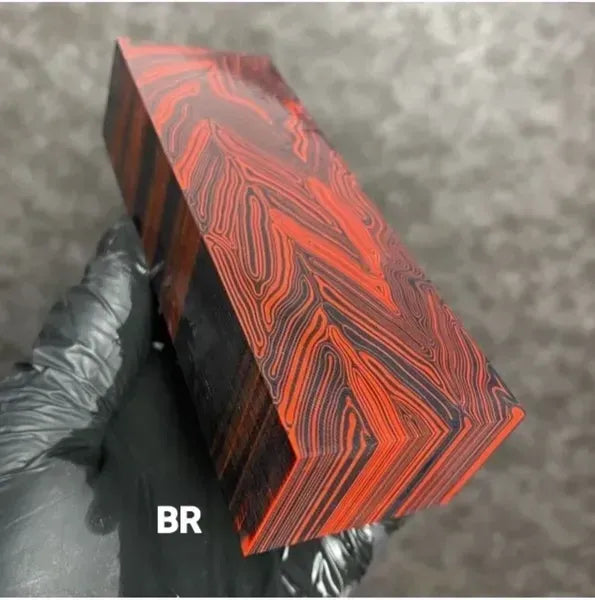 Damascus Patterned G10 Blocks - 5 x 1.87 x 1.13”