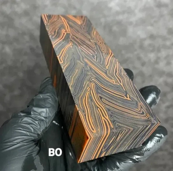 Damascus Patterned G10 Blocks - 5 x 1.87 x 1.13”