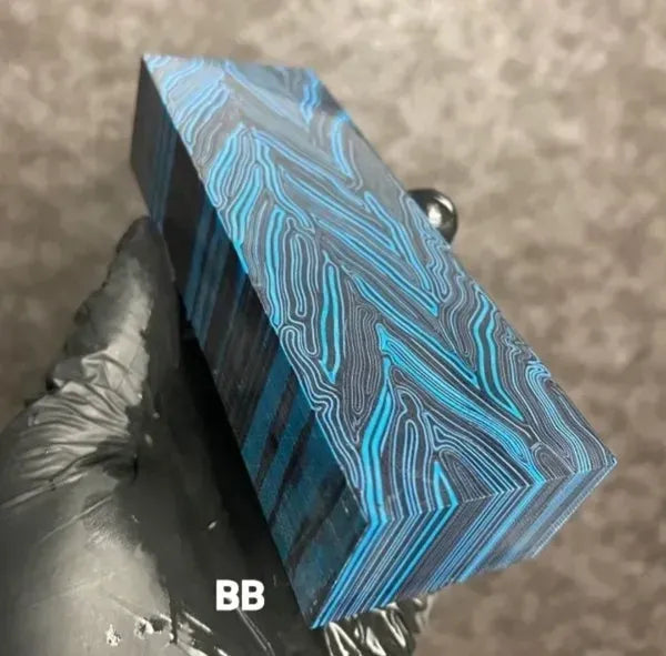 Damascus Patterned G10 Blocks - 5 x 1.87 x 1.13”