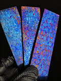 Timascus Billets (Raindrop Pattern) – Titanium Damascus Stock - 5.2 x 1.5 x .2”