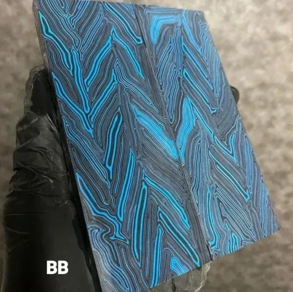 Damascus Pattern G10 Scales - 5 x 1.85 x .30"