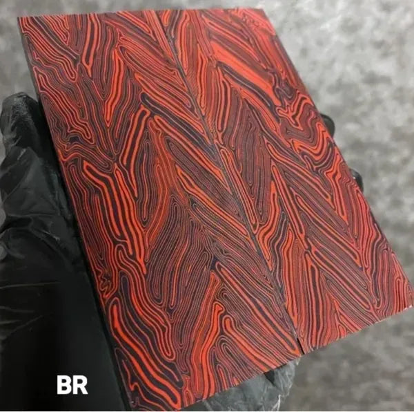 Damascus Pattern G10 Scales - 5 x 1.85 x .30"