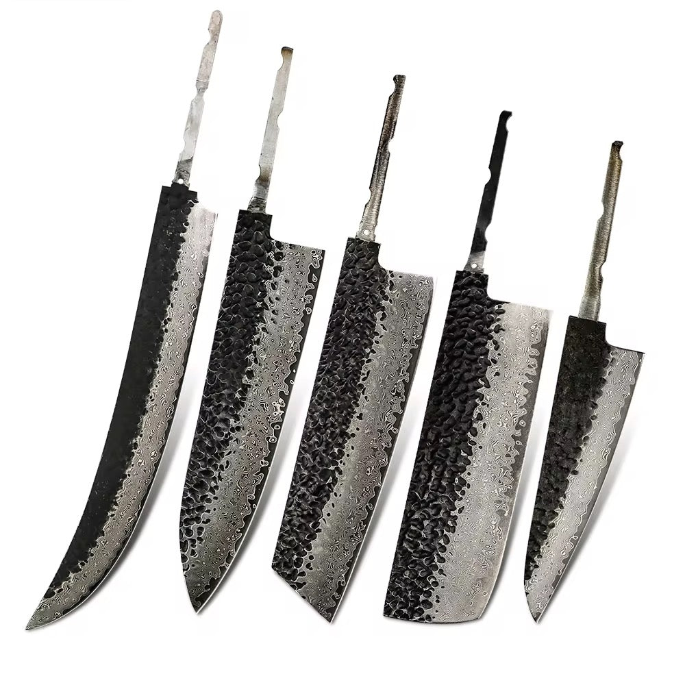 76 Layer Japanese Damascus Knife Blanks - Set of 5