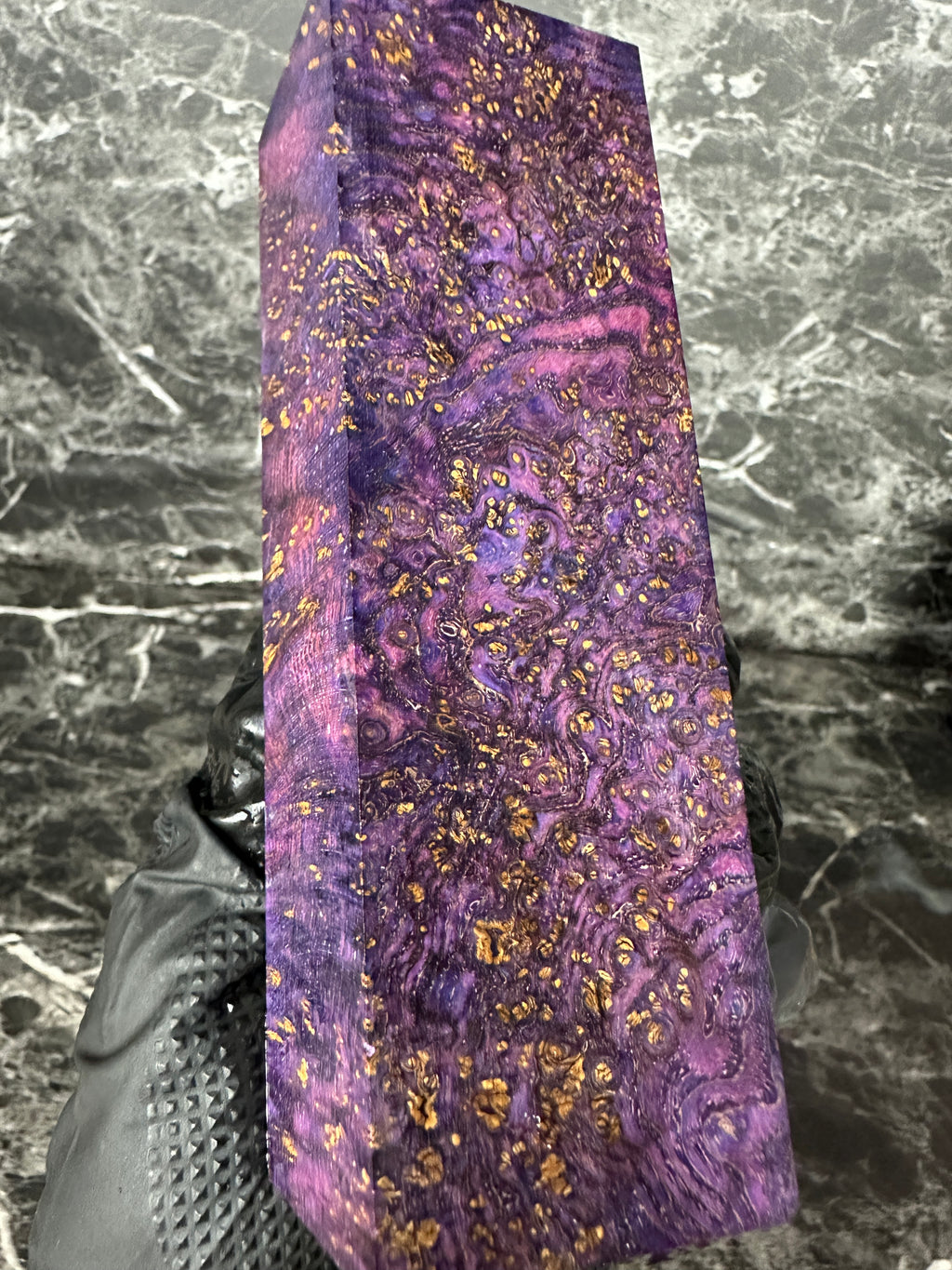 Dyed Black Ash Burl Block BABD121 - 6 x 2 x 1.45”
