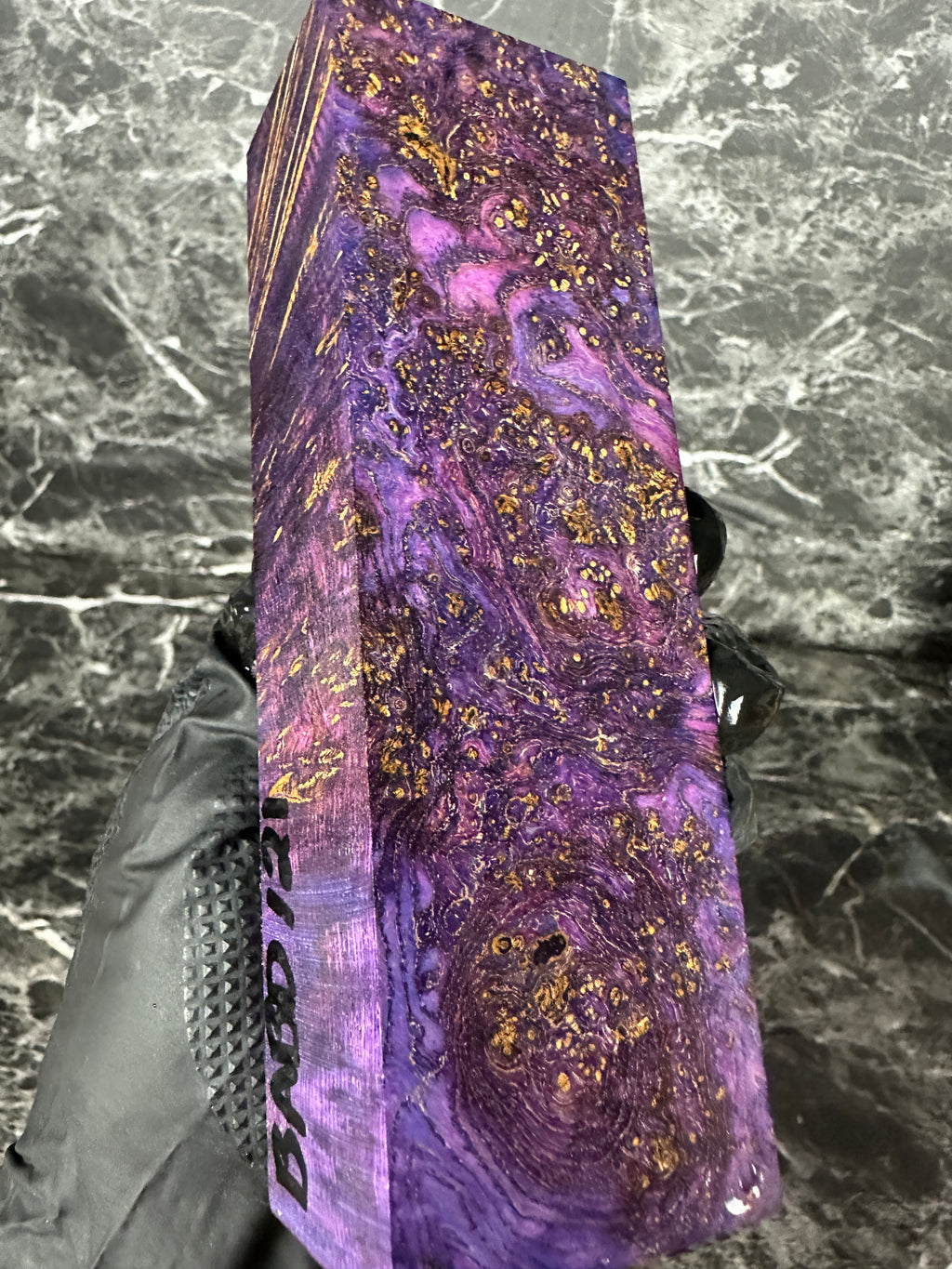 Dyed Black Ash Burl Block BABD121 - 6 x 2 x 1.45”