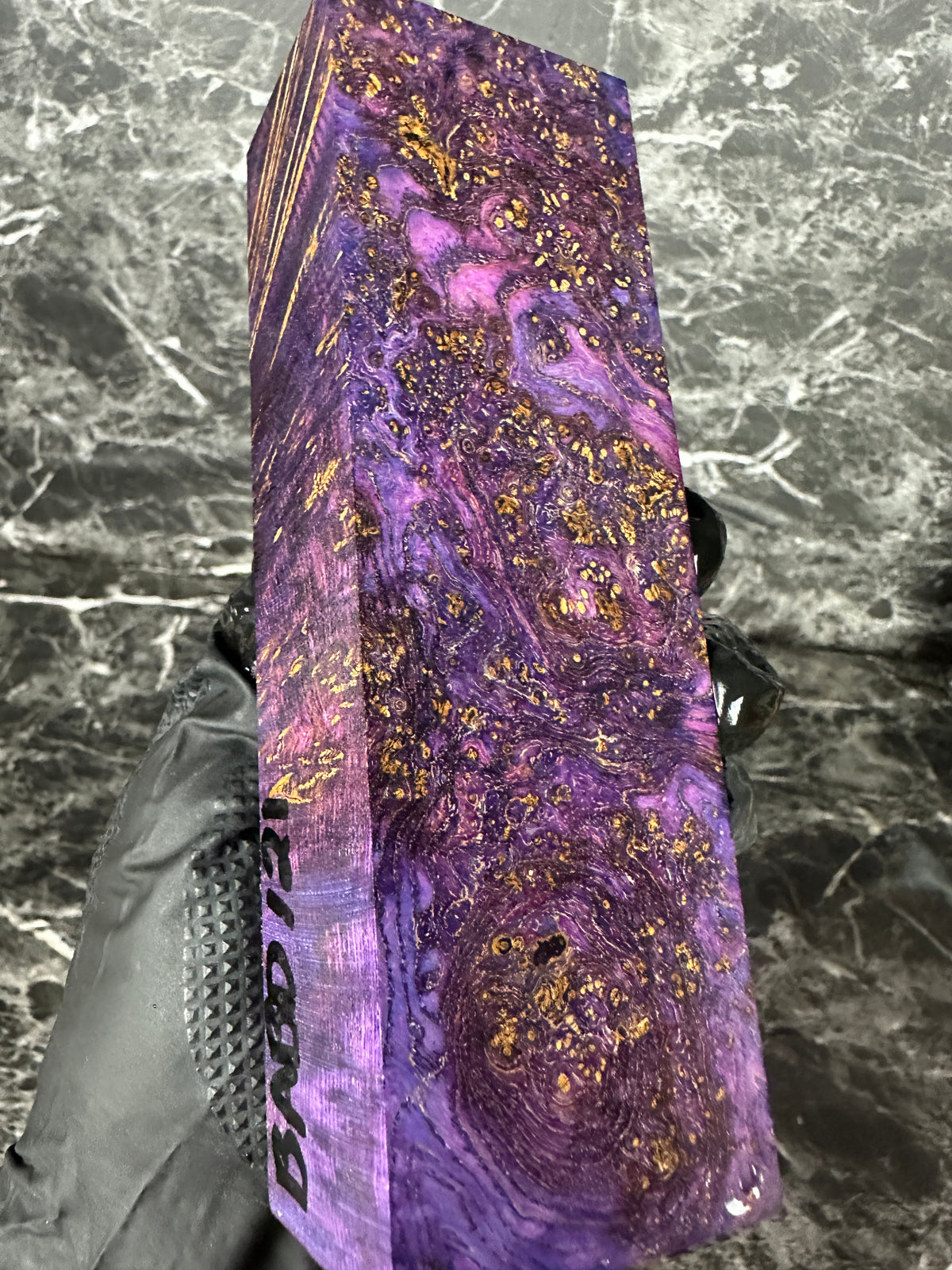 Dyed Black Ash Burl Block BABD121 - 6 x 2 x 1.45”