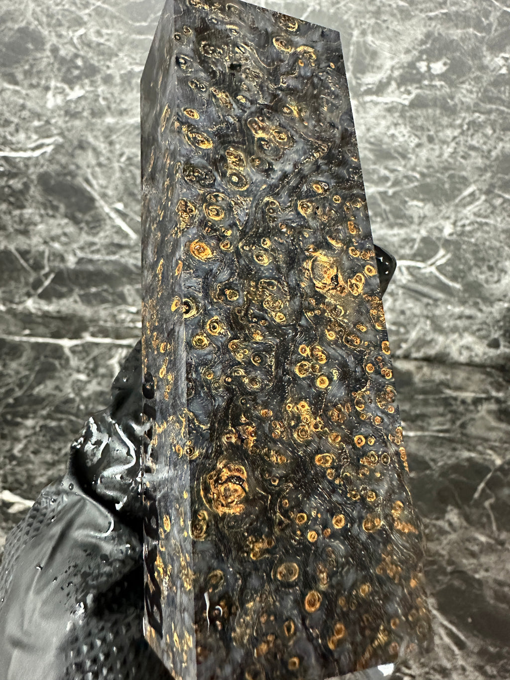 Dyed Black Ash Burl Block BABD140 - 5.35 x 1.75 x 1.25”
