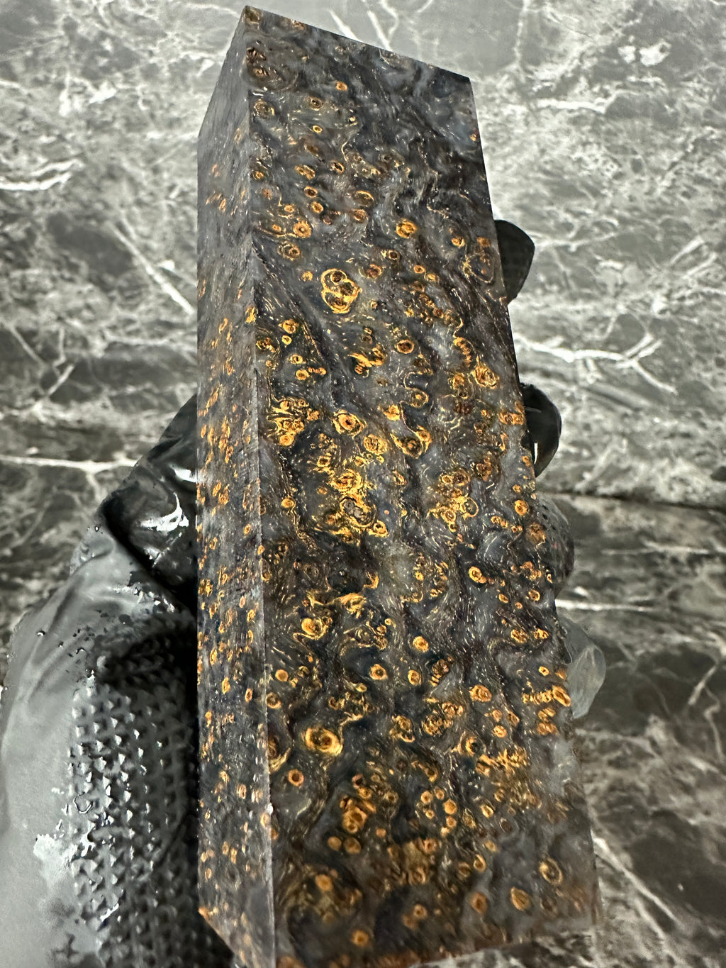 Dyed Black Ash Burl Block BABD140 - 5.35 x 1.75 x 1.25”