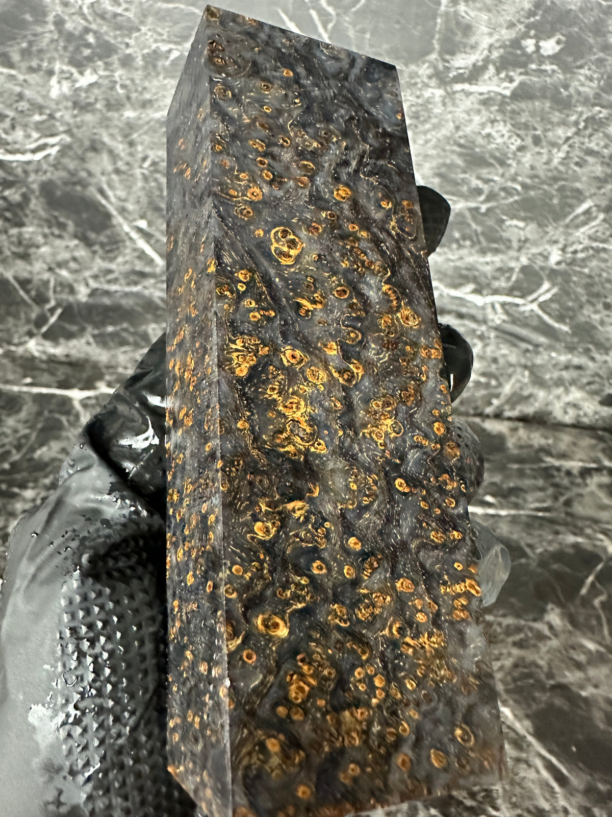 Dyed Black Ash Burl Block BABD140 - 5.35 x 1.75 x 1.25”