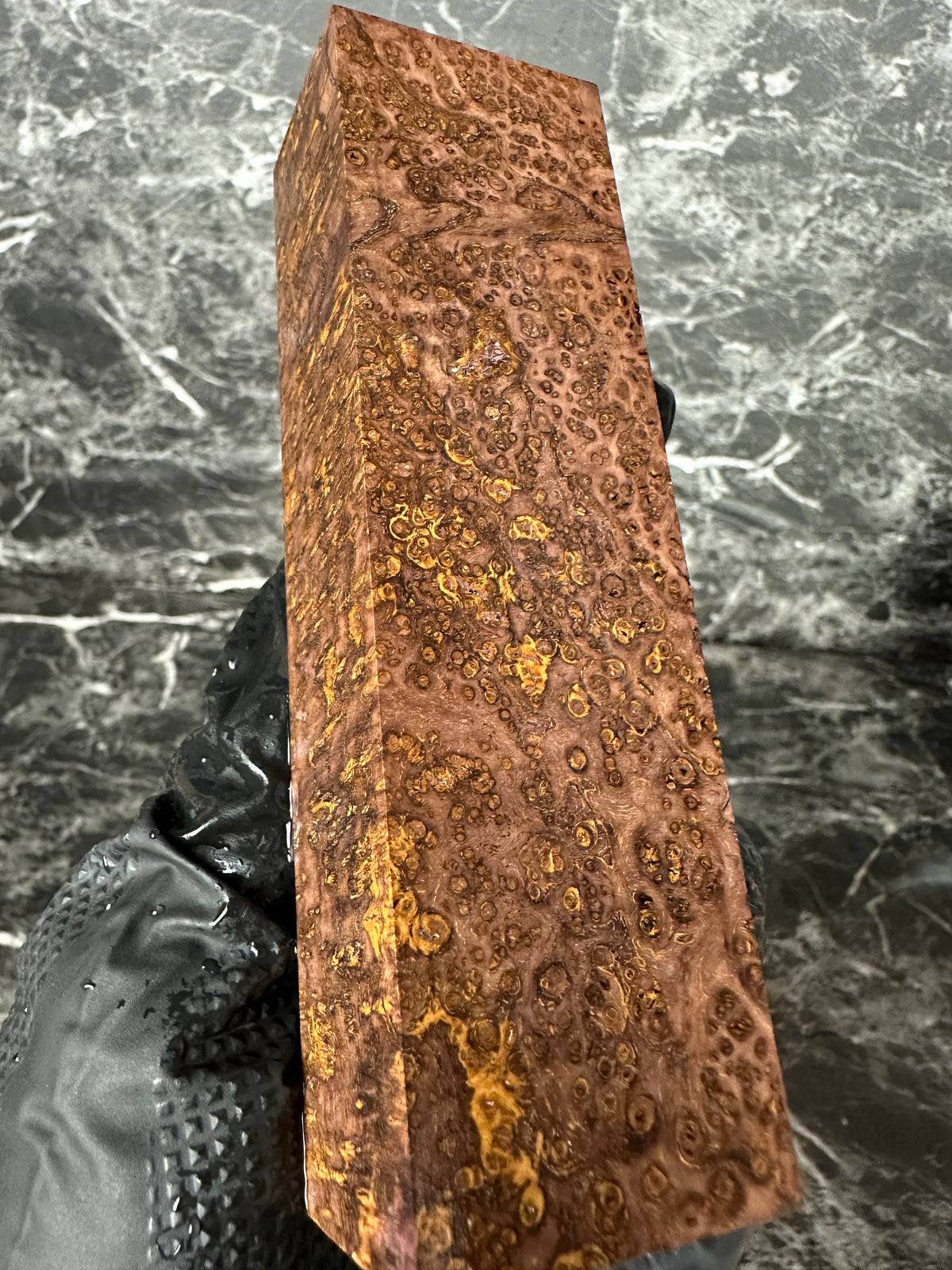 Dyed Black Ash Burl Block BABD141 - 5.45 x 1.55 x 1.15”