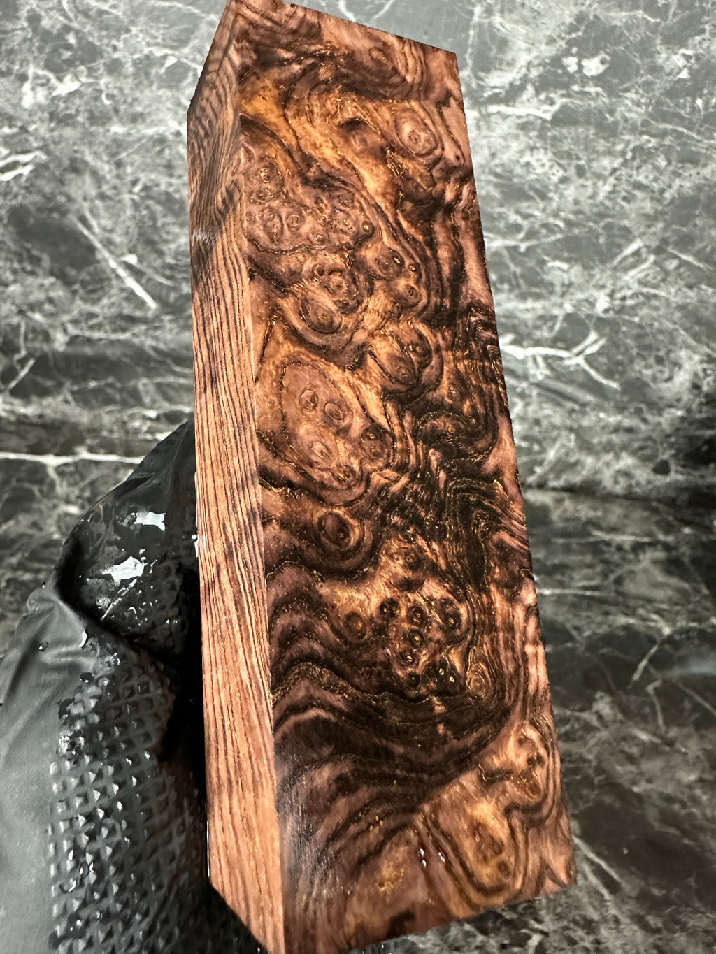 Dyed Black Ash Burl Block BABD147 - 5.4 x 1.7 x 1.25”