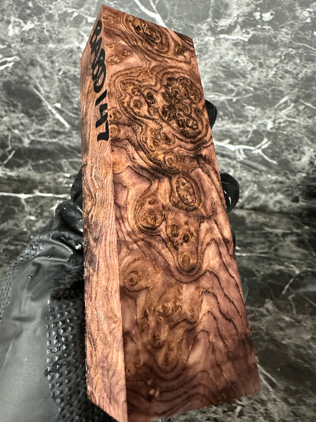 Dyed Black Ash Burl Block BABD147 - 5.4 x 1.7 x 1.25”