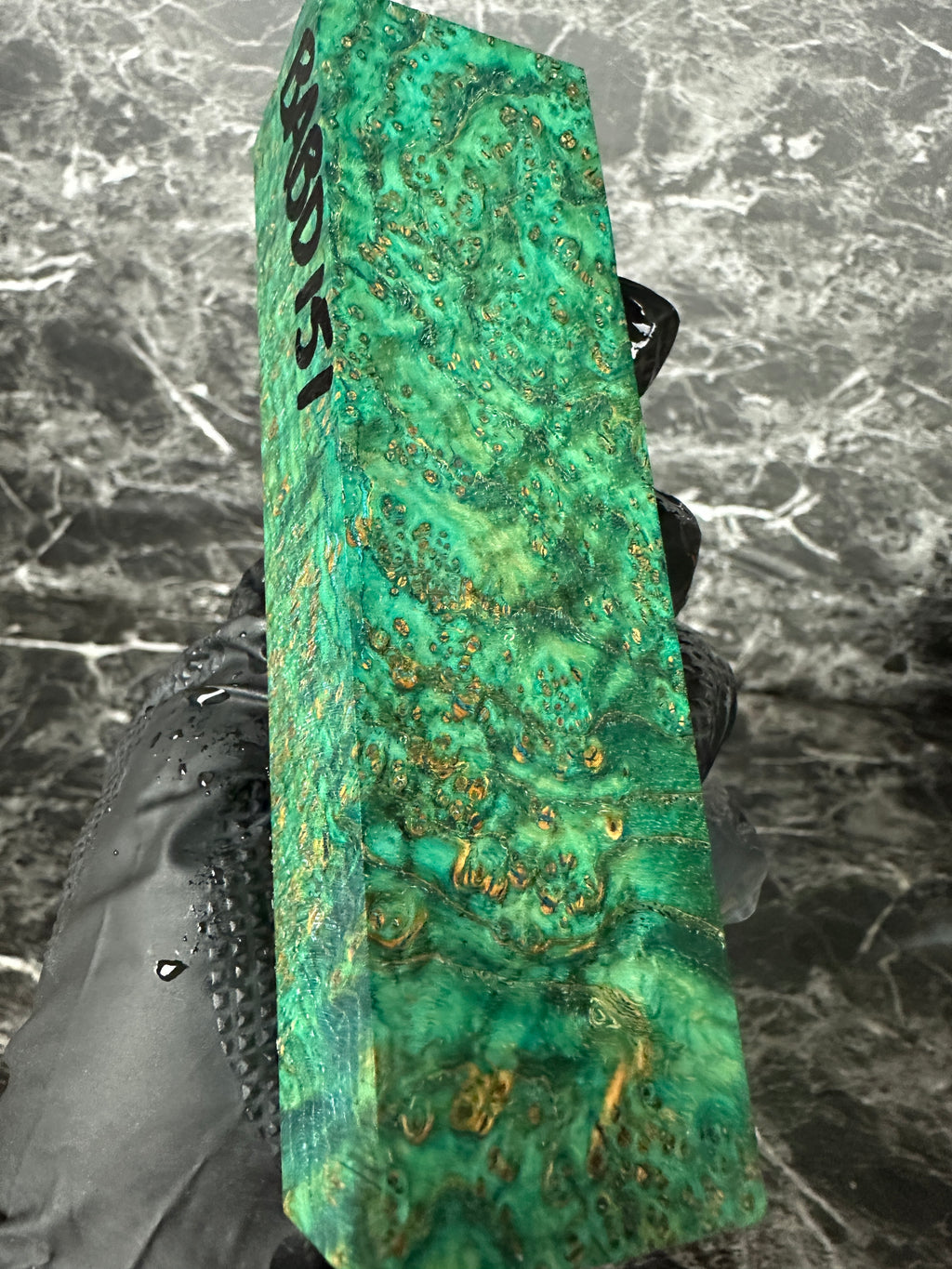 Dyed Black Ash Burl Block BABD151 - 5.5 x 1.55 x 1.18”