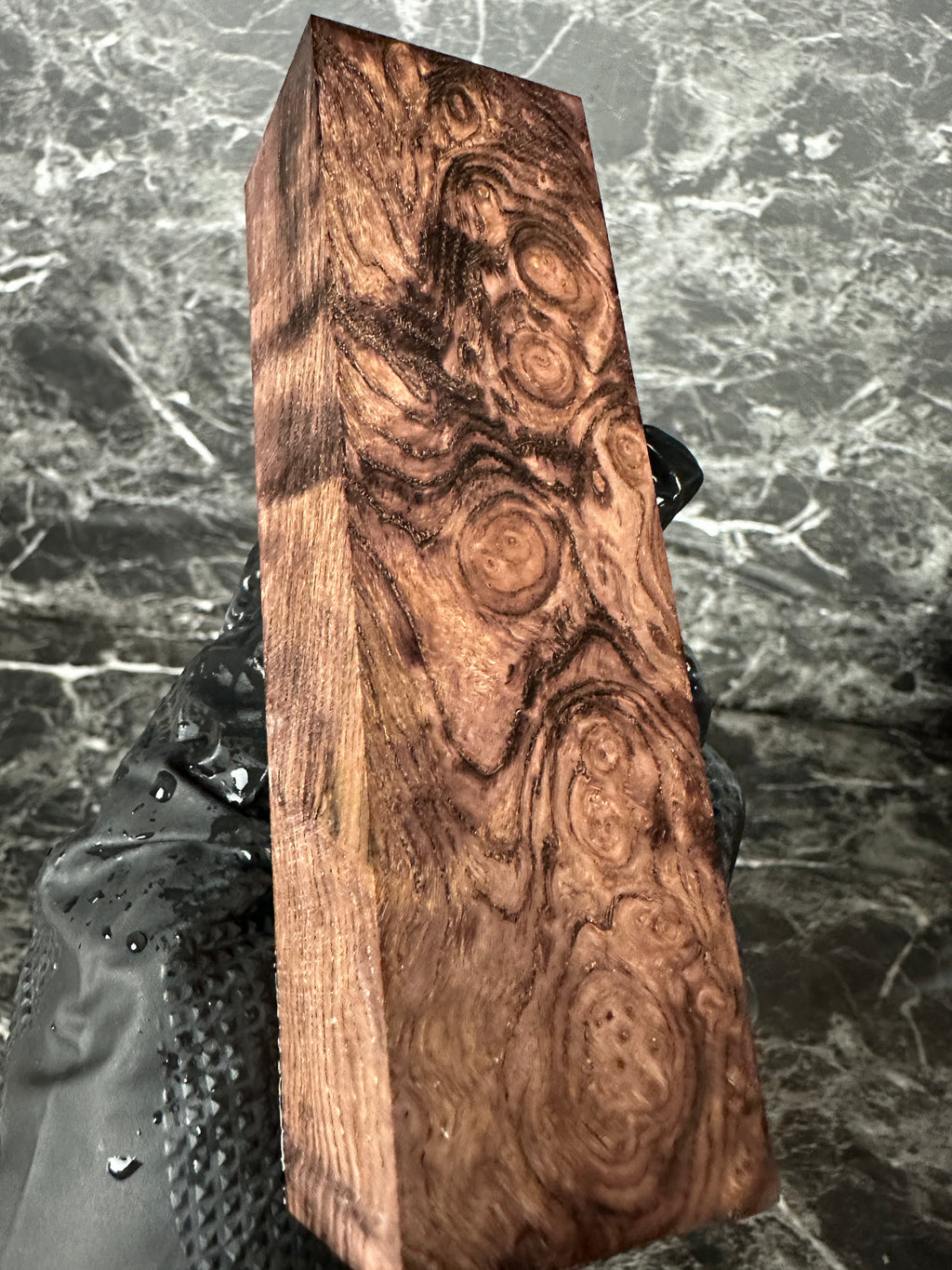 Dyed Black Ash Burl Block BABD152 - 5.3 x 1.55 x 1.2”