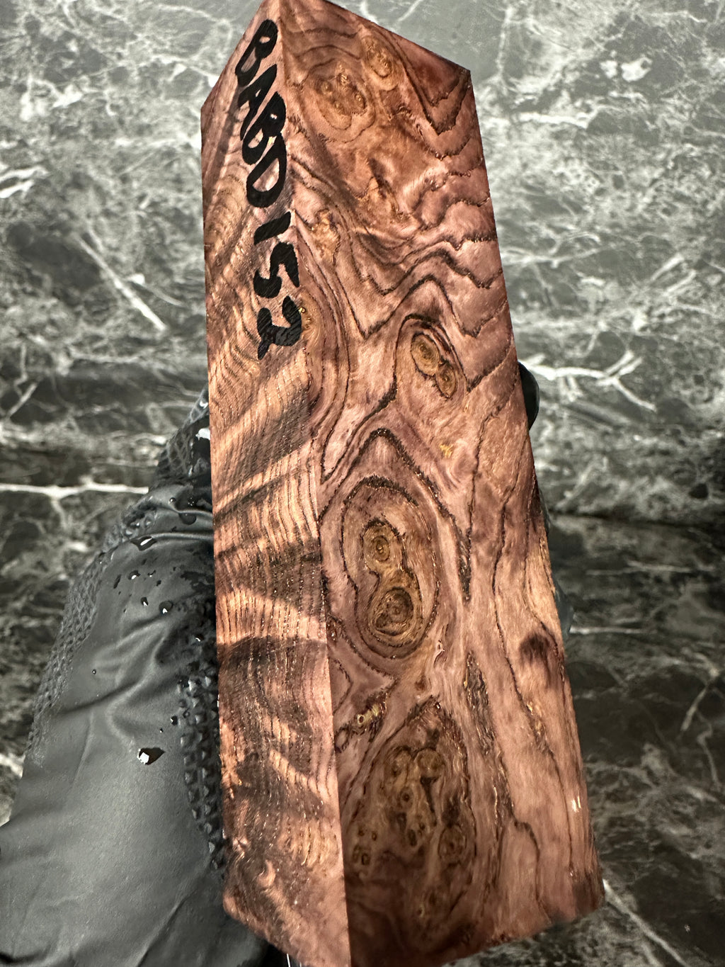 Dyed Black Ash Burl Block BABD152 - 5.3 x 1.55 x 1.2”