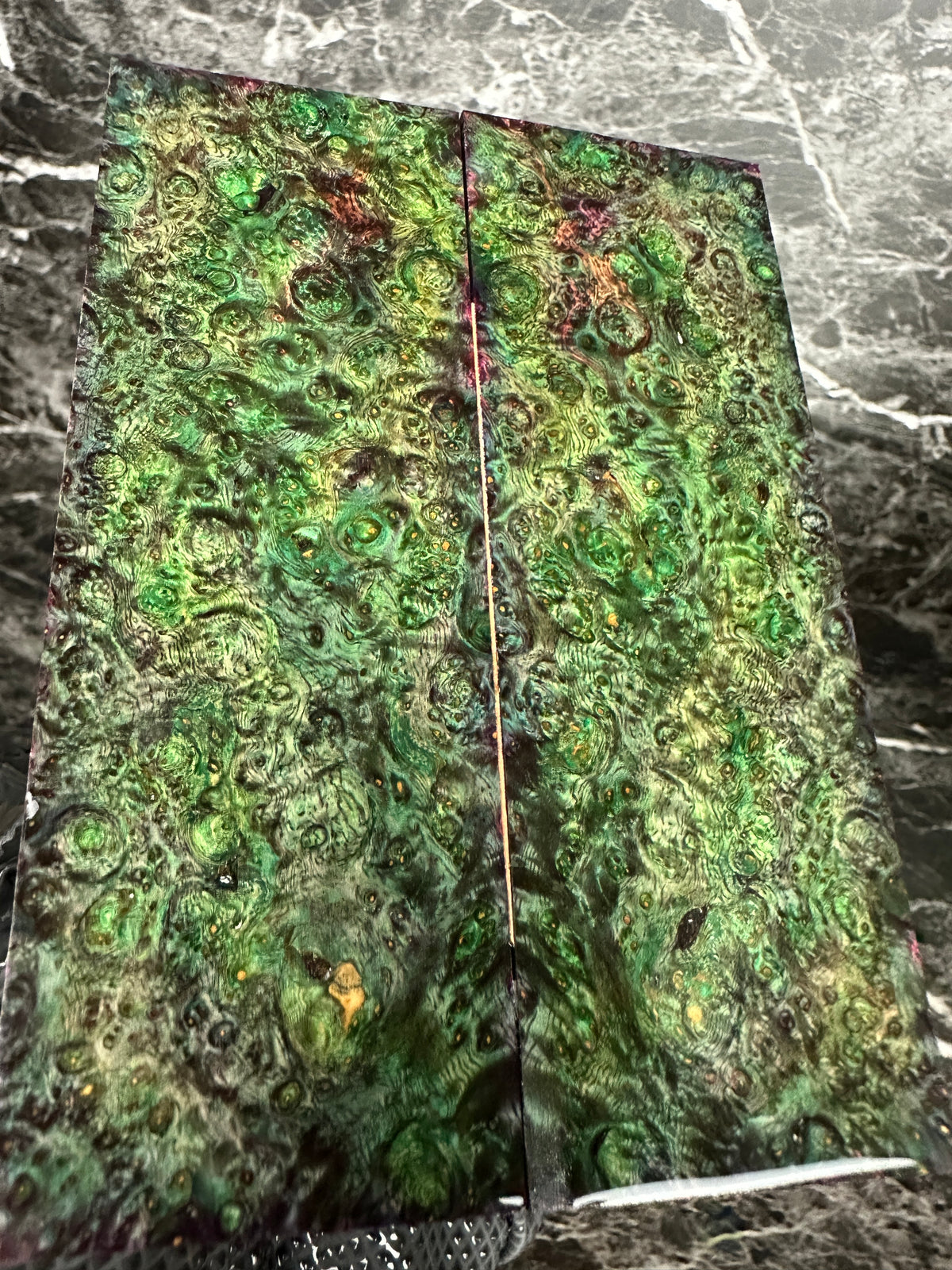 Dyed Amboyna Burl Scales AMSD118 - 5.5 x 1.9 x .43”