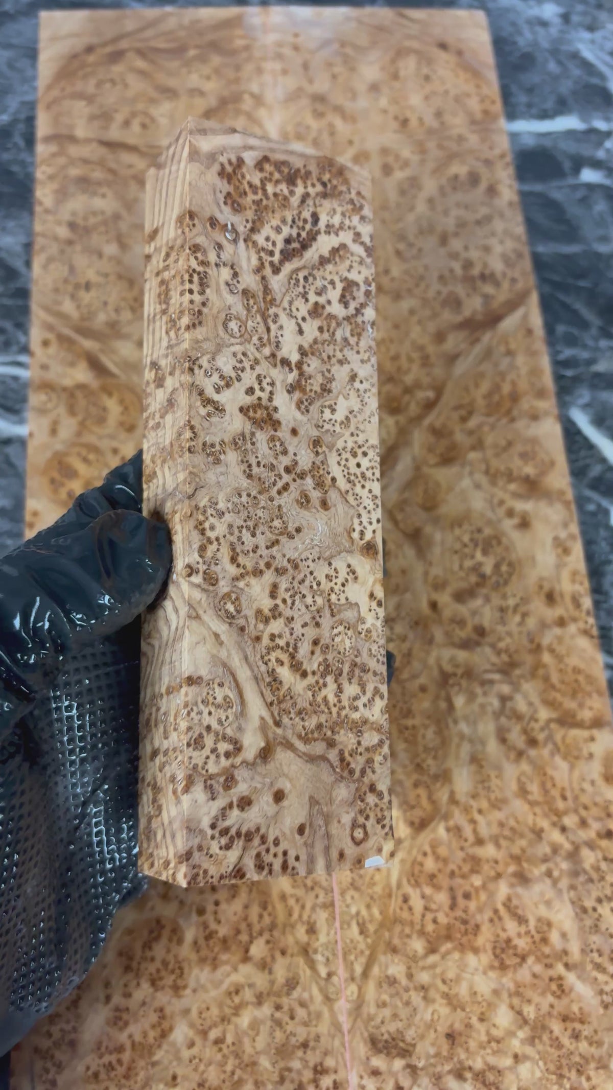 Collector’s Grade Black Ash Burl (Premium Matched Set): 2-Piece Saya Blank & Coordinating Block